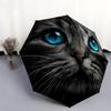 Black Kitten Pattern, Automatic Folding Umbrella, Portable and Foldable Design, 8 Ribs, a Christmas or Birthday Gift.