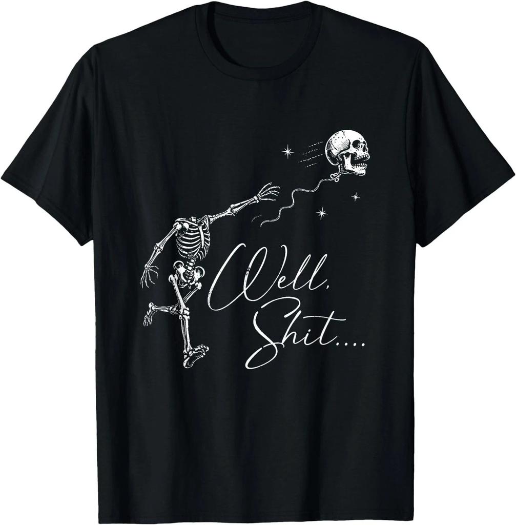 Funny Dark Humor Flying Skeleton Skull Tee Graphic Casual Men T Shirt S-5XL