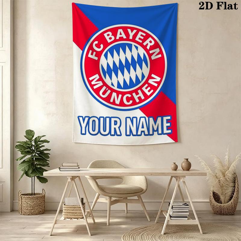 Custom Name Bayern Munich Wall Tapestry Aesthetic Wall Hanging Printed Fabric Blanket Decorative Tapestries for Bedroom Living Room Home Decor