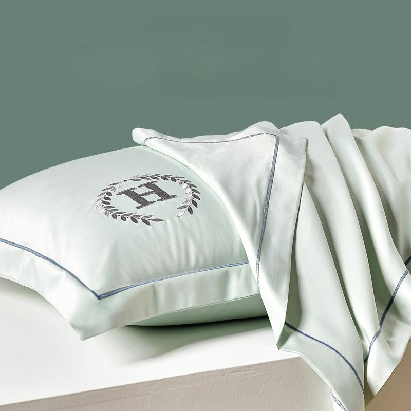 Solid Color Embroidery Washed Silk Pillowcase Four Season Universal Light Luxury Moisture Absorption Breathability Pillowcase