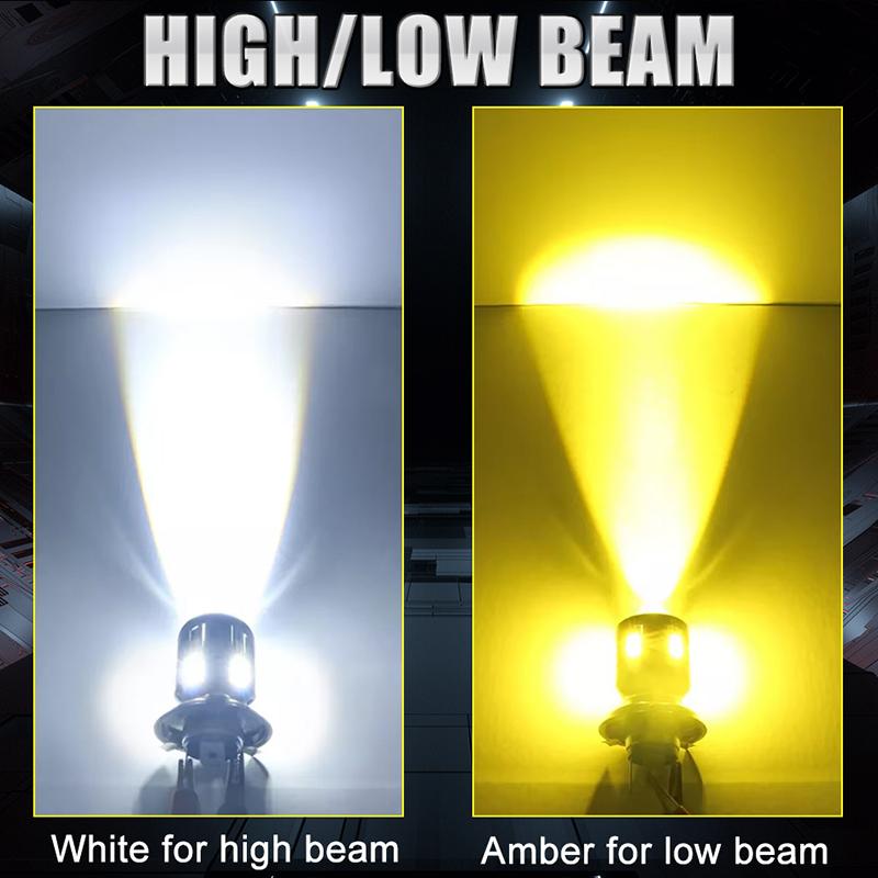 1 Stück H4 Motorrad Scheinwerferbirne Zweifarbig Weiß Gelb BA20D H6 CSP 3570 LED Scheinwerfer mit Angel Eye
