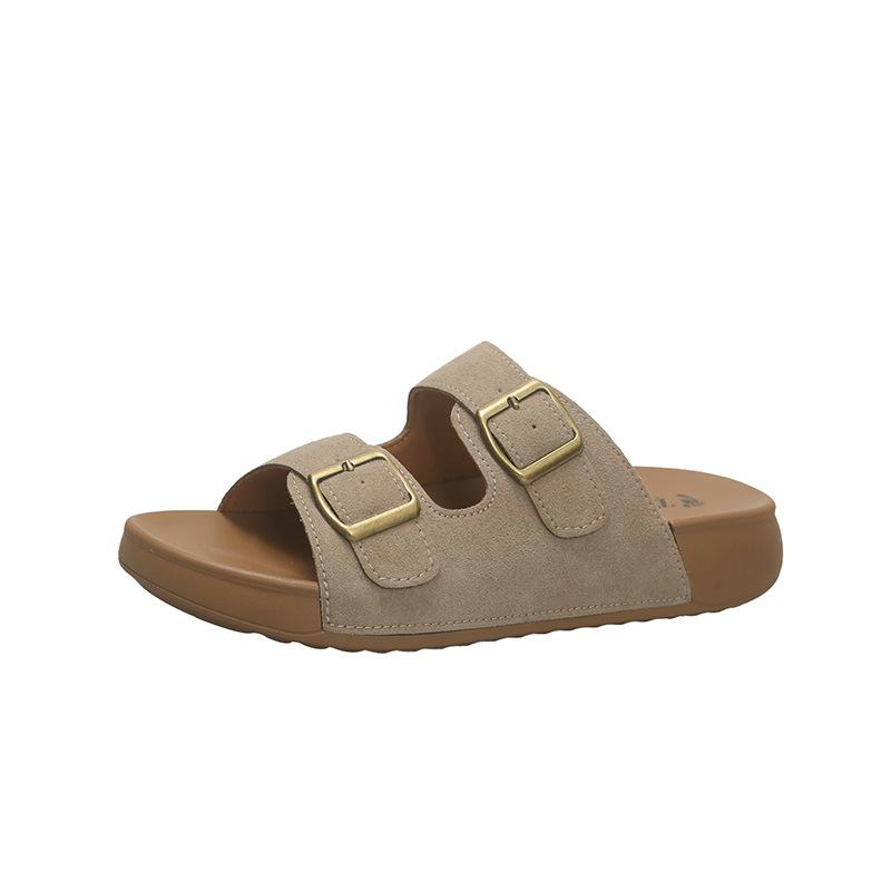 New high-end Velcro platform slippers women s summer wear fashionable versatile women s cool slippers 40 абрикосовый