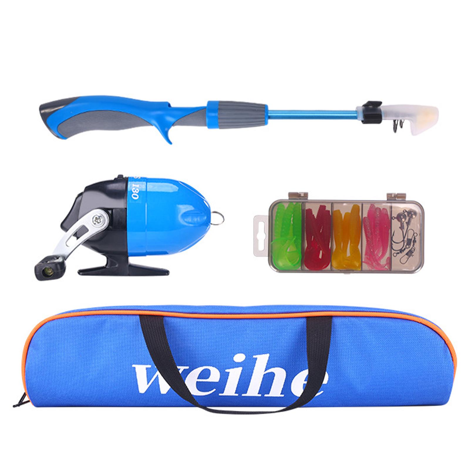 

Детский комплект удочек для рыбалки, портативный телескопический комплект из удочки и катушки с коробкой для снастей 1.2m синий