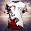 Summer Round Neck 3D Scorpion Printed Top Fashionable Casual Short Sleeved Men's T-shirts