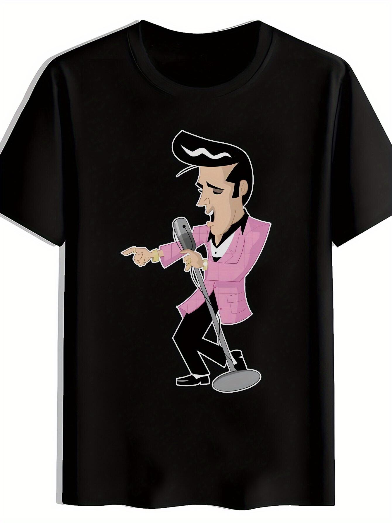 Casual Short Sleeve T-shirt with Iconic Movie Character Design - Black Polyester Crew Neck XL