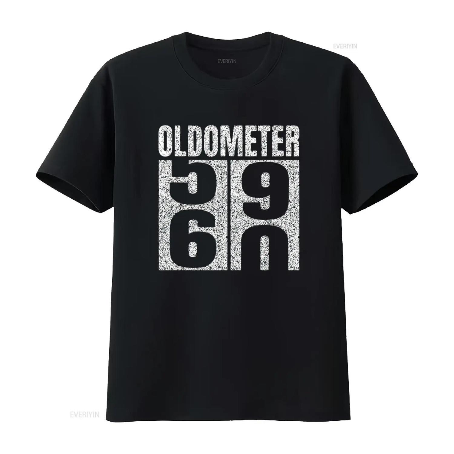 

60th Birthday Oldometer 59 60 Vintage Funny S Mens T Shirt Black XL Vintage Washed Slightly Versatile Top For Everyday Wear XXXXXL чорний