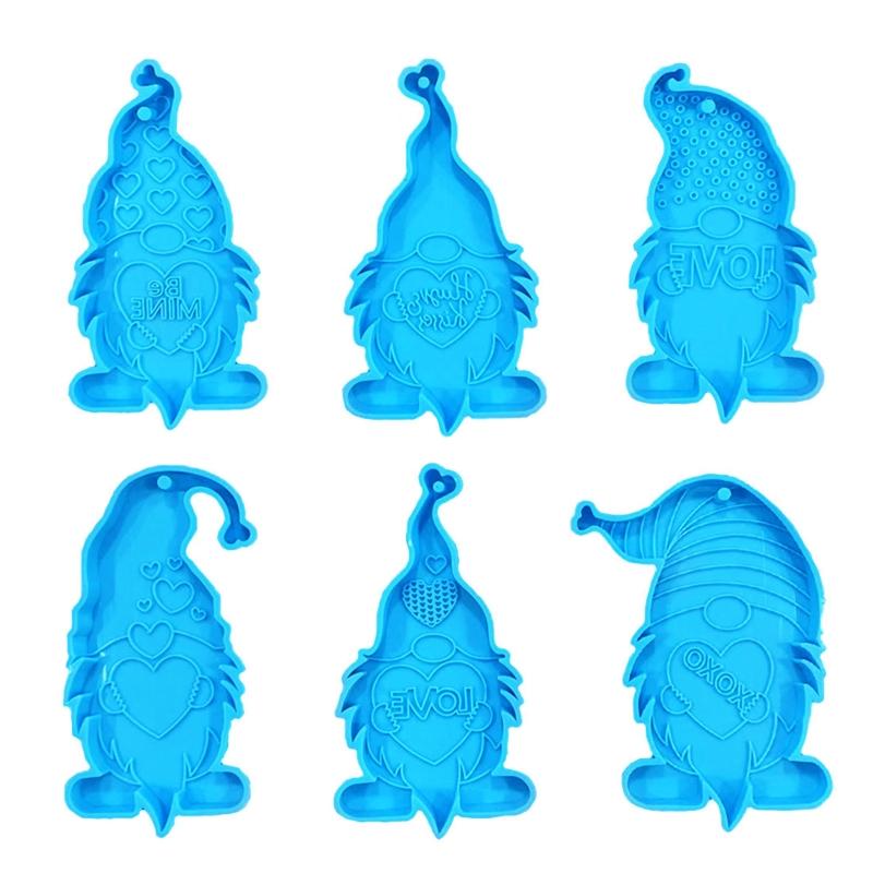 

1/6Pieces Gnome Silicone Mold Santa Claus Keychain Mold with Hole for DIY Keychain Luggage Tag Pendant Mold Cake Decor 1