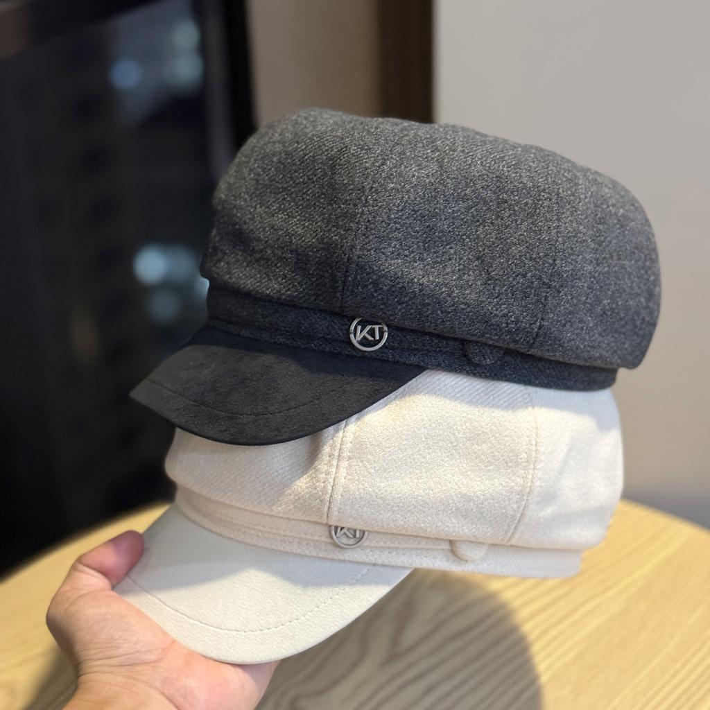 Women's Autumn and Winter Korean Style Versatile Duck Beret British Style Face Showing Newsboy Hat Trend