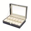 1pc Watch Organizer - 12-Slot Display Case with Lock & Removable Pillows | Synthetic Leather Storage for Men/Gifts/Travel
