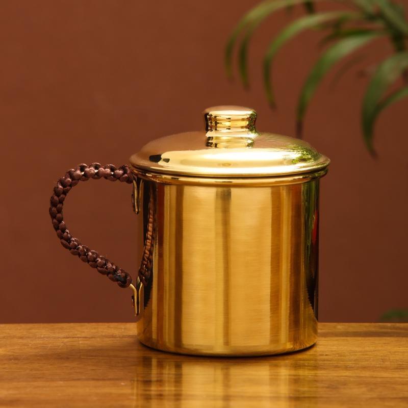 

Handmade Copper Water Cup with Handle Sturdy Birthday Gifts Drinking Cups Practical for Restaurant Kitchen Wedding Tea Room Cafe жовтий