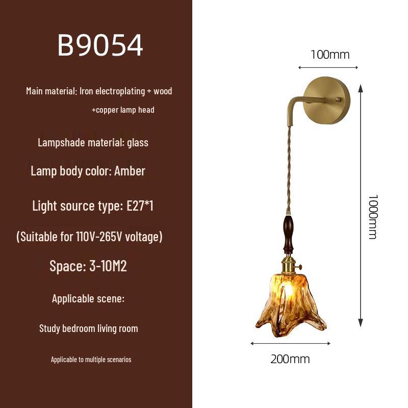 Elegant All-Copper Glass Wall Lamp: Creative Crystal Decor for Hotel Bedrooms and Staircases