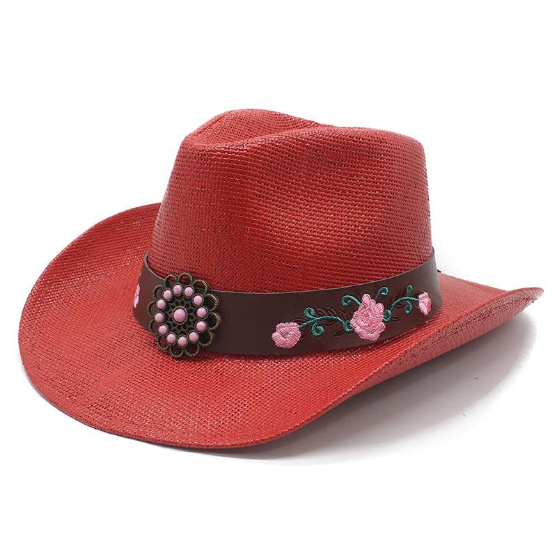 Western cowboy hat men's and women's outdoor sun hat hard cowboy straw hat ethnic style top hat