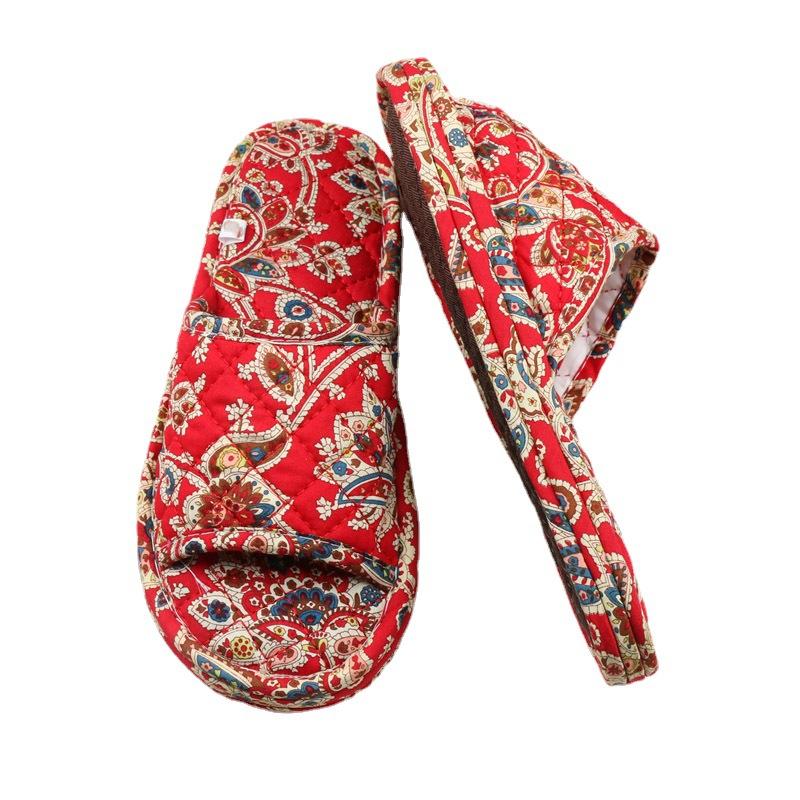 Malé květinové třívrstvé zesílené látkové pantofle domácí vnitřní gumová podrážka pánské a dámské párové čtyři roční období vytírání dřevěné podlahy