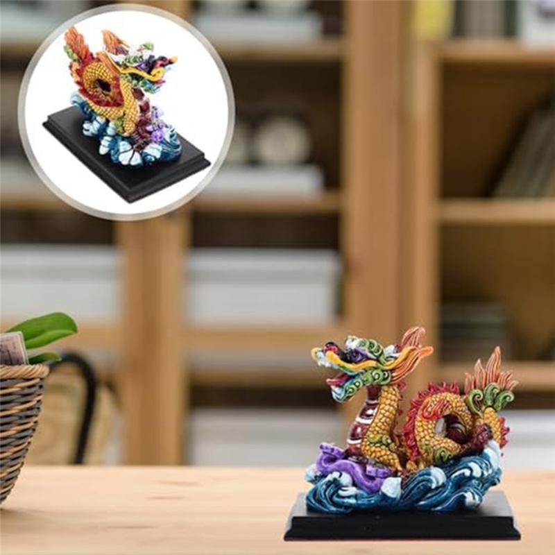 Resin Zodiac Dragon Figurine Retro Wealth Dragon Statue 2025 New Year Dragon Mascot