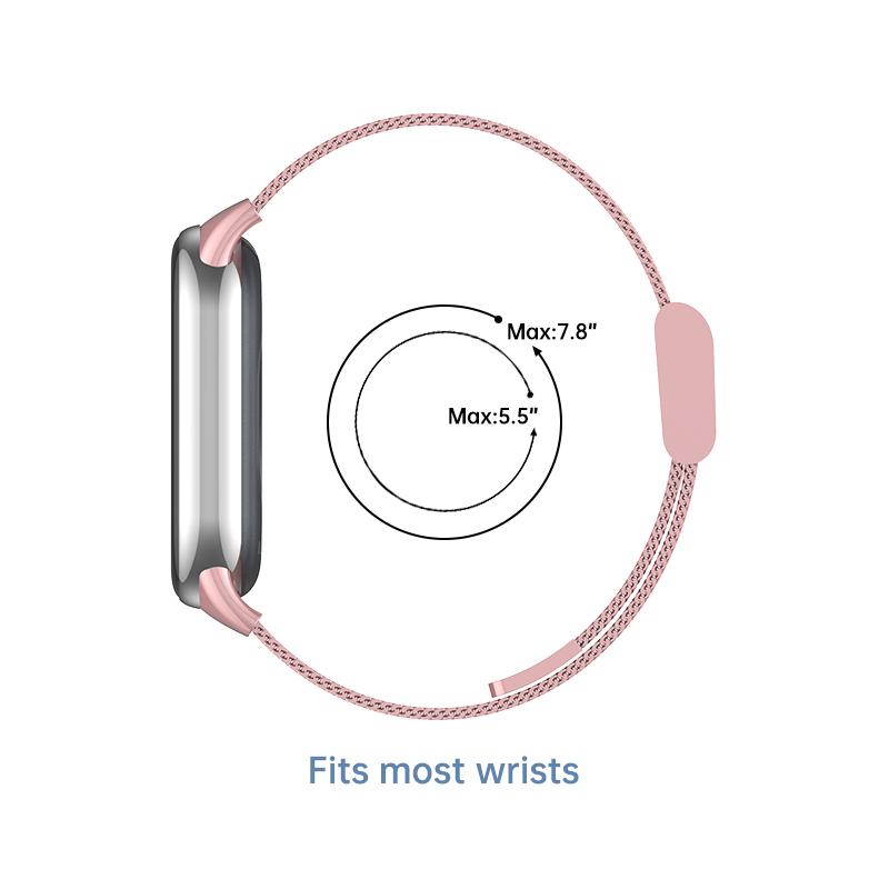 Strap for Xiaomi Band 8 Stainless Steel Bracelet Wristband Metal Rose Gold Silver Black