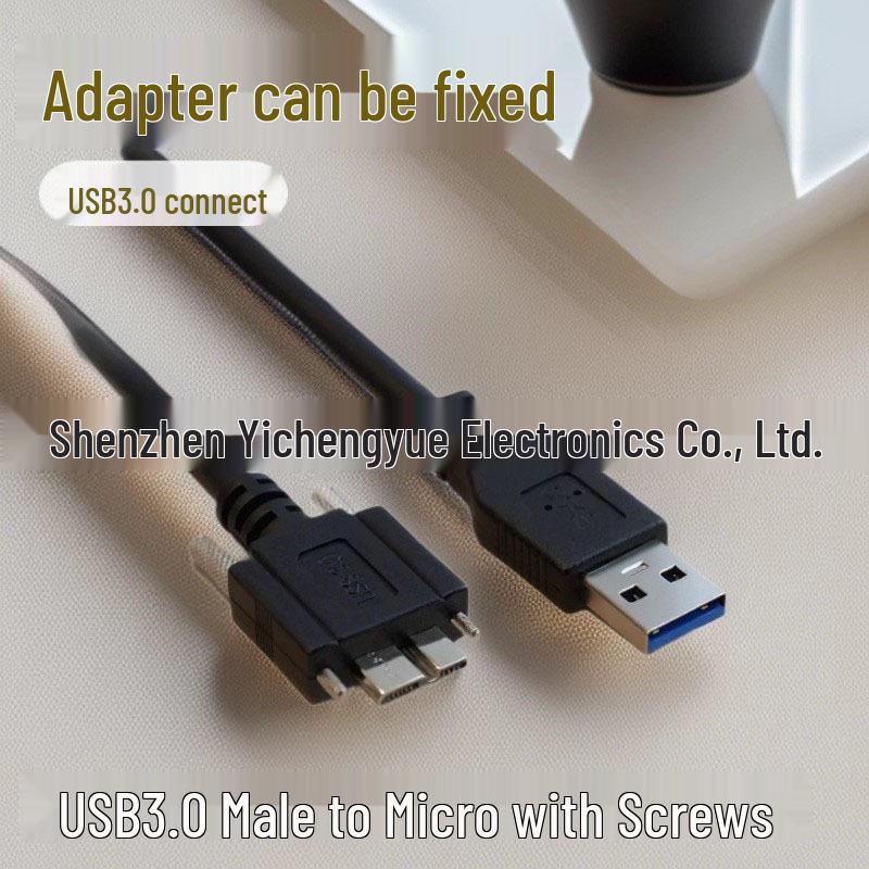 Промышленный кабель для камеры Micro USB 3.0, A Male на Micro B с винтовым замком, Кабель для передачи данных 0.3m