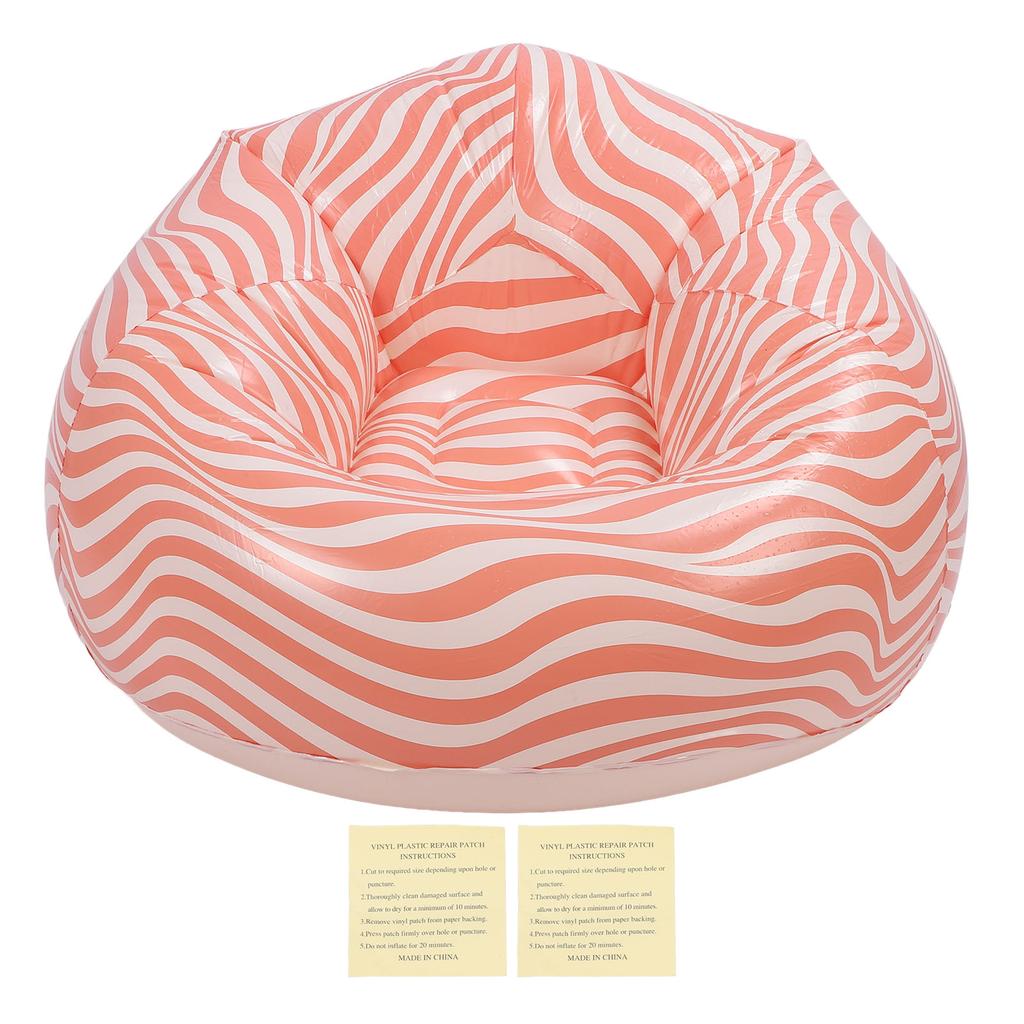 Aufblasbarer Stuhl PVC Wellenstreifenmuster Ergonomisches Design Minimalismus Aufblasbarer Sitzsackstuhl Grün