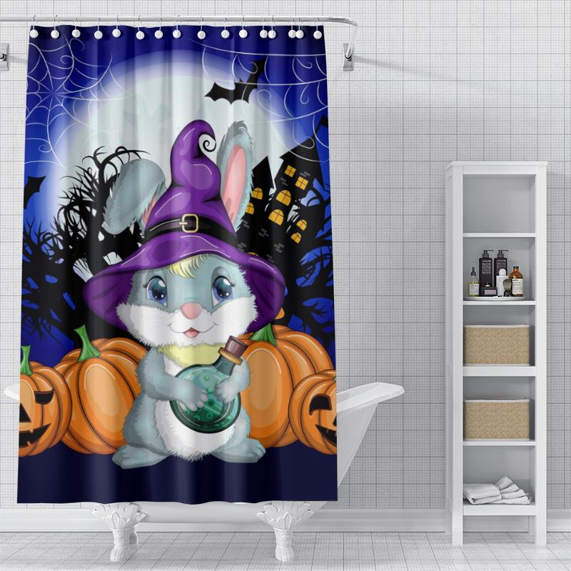 Home Shower Curtains for Bathroom Waterproof Fabric Modern Nordic Style Living Room Curtain Halloween Autumn Pumpkin Decoration