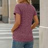 Women’s Ribbed Crew Neck Short Sleeve Top with Raglan Button Knit Pullover Casual Blouse for Everyday Wear