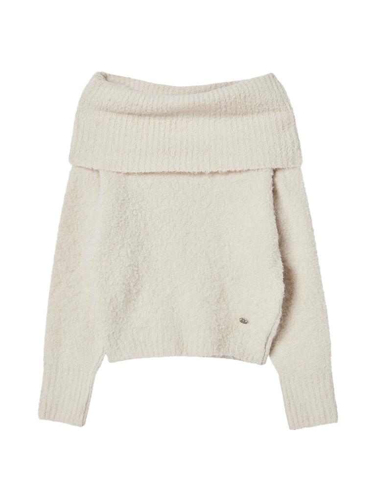 THE GREEN LAB Off-Shoulder Boucle Knit [Ivory]