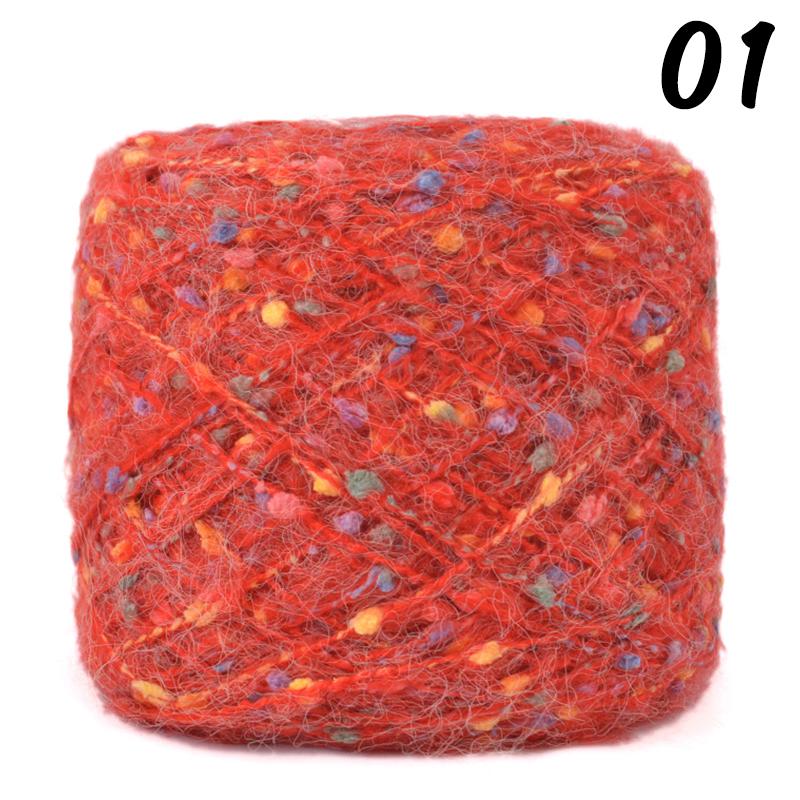Mohair Yarn Ball with Rainbow Candy Beans Embellishment Soft Wool for Sweater Scarf Bag DIY Crochet Colorful Ball Thread