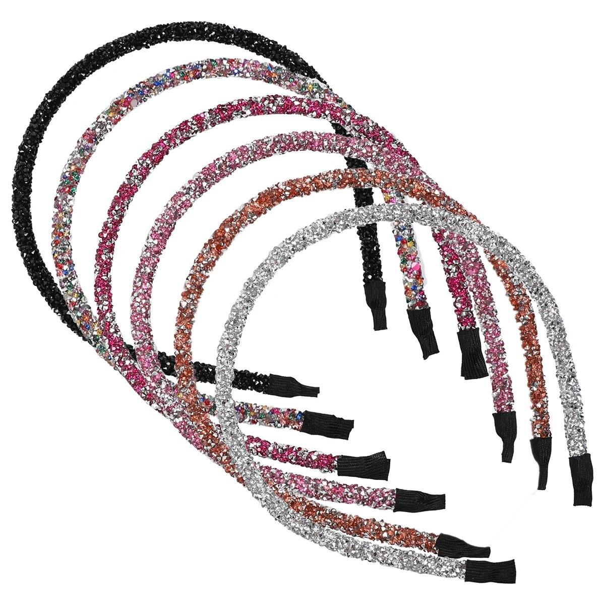 

6 шт. Модная корейская хрустальная мягкая повязка на голову для женщин, стразовая повязка для волос с бусинами, ободок, аксессуары для волос для девочек, простая головная повязка