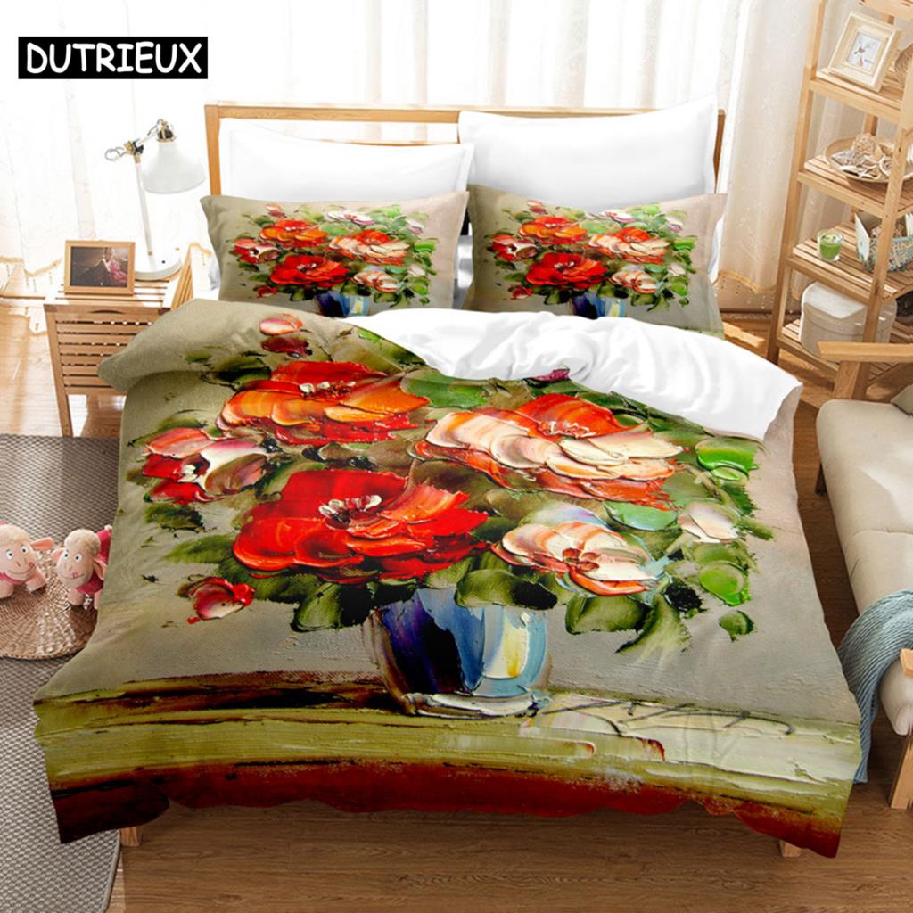 Flower Double Duvet Cover Bedding Set Quilt Case Linens King Queen Full Size 3D Print Pillowcase Single Twin Bed 220x240 200x200