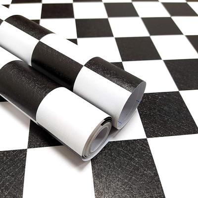 PVC Waterproof Self-adhesive Black and White Checkered Wallpaper Bathroom Bathroom Wall Cabinet Door Desktop Stickers
