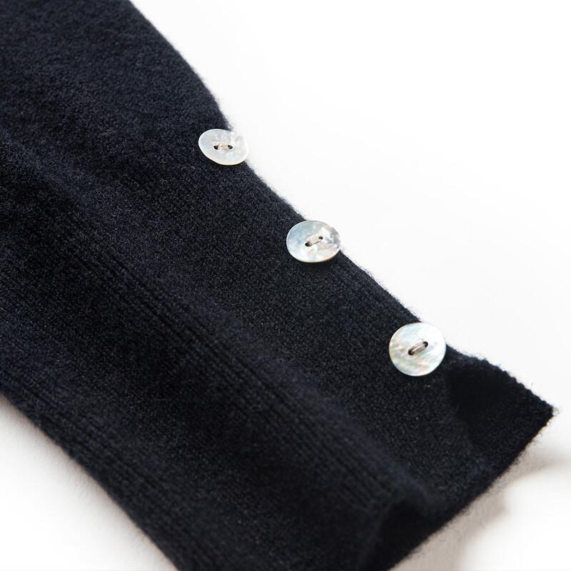 TUHUANG Women's Pure Wool Shirt Collar Cardigan