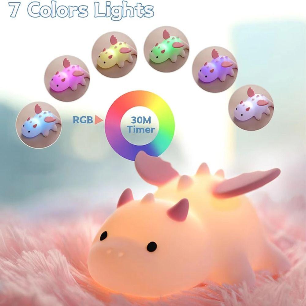 7 Colors Dragon Night Light Timer Function Touch Sensor Rechargeable Night Light 3 Modes Magnetic Base Bedside Lamp Bedroom