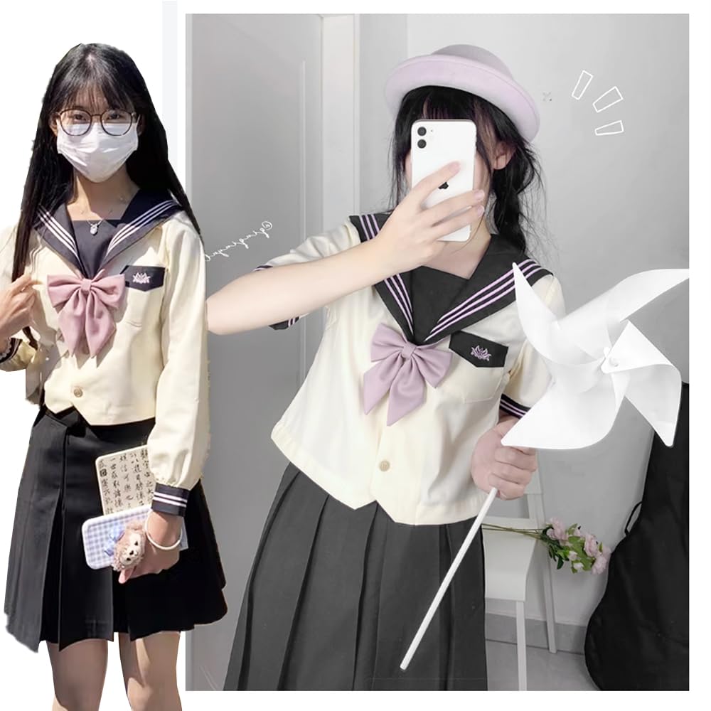 City Sea Sky Sailor Long Set for High School Cute Embroidered School Short Halloween Student Junior High School Cultural School Graduation Authentic