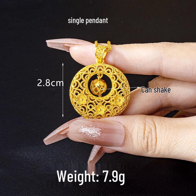 

Three-Dimensional Filigree Flower Pendant Necklace - Vietnamese Copper, Gold-Plated, Long-Lasting Color Retention Jewelry