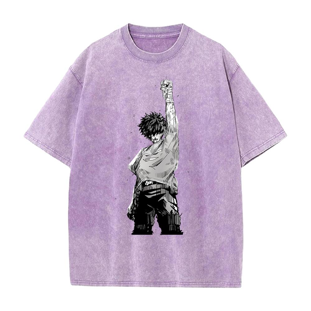 Anime My Hero Academia Midoriya Izuku Graphic T Shirt Men Women Clothing Oversized Tshirt Washed Cotton Tee Harajuku Tshirt