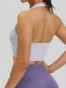 Pleated Yoga Halter: Detachable Chest Pad, Backless, Shockproof, High-Elastic Nylon Sports Tank Top