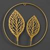 Hanging Gold Iron Arts Leaves Sculpture Ginkgo Leaf Ornaments Wall Decoration Metal Round Pendant
