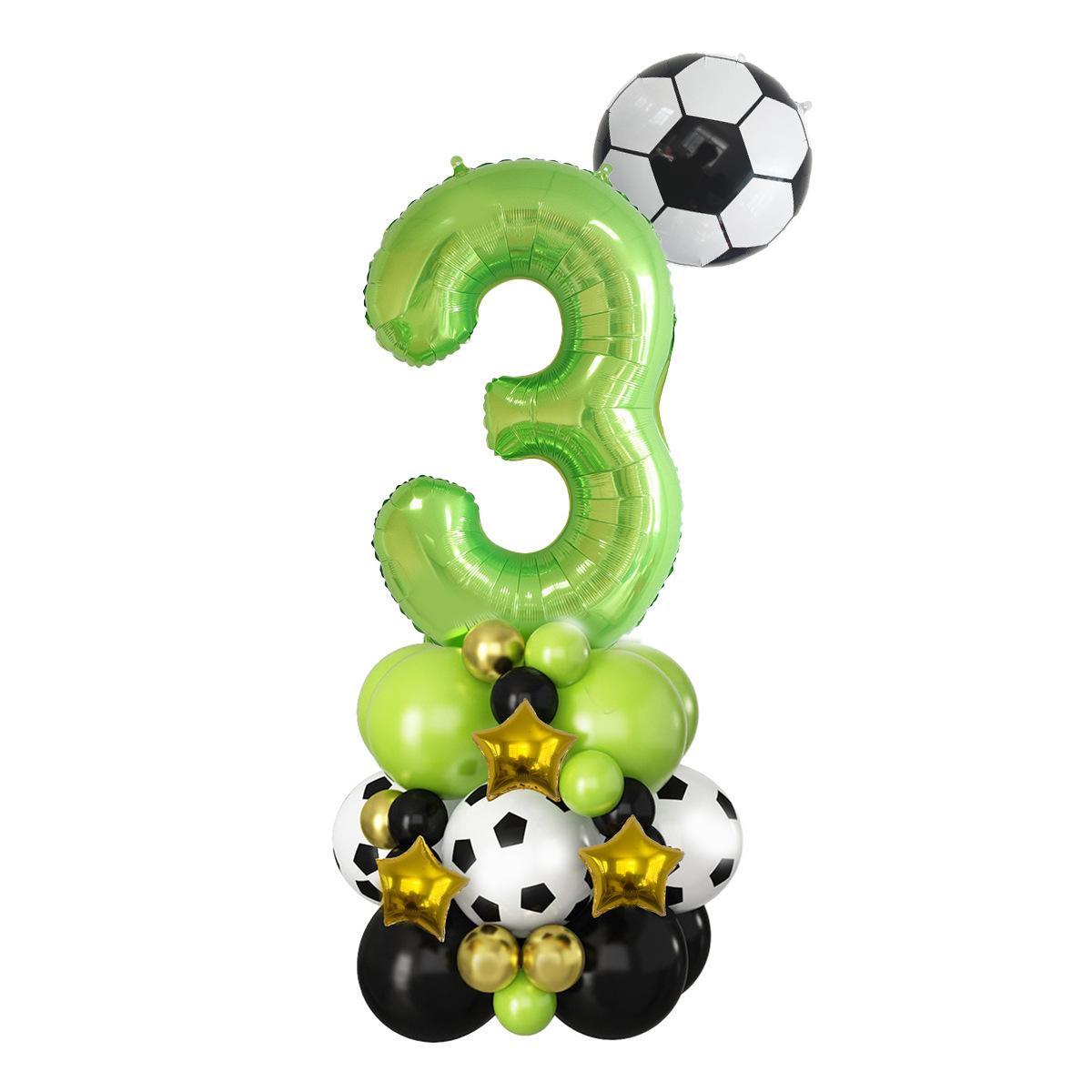 

32 inch Fruit Green Digital Football Aluminum Film Balloon Column Set for Children s Birthday Party Decoration 32inch