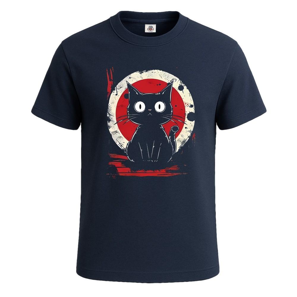 Anime black cat novelty gift mens t shirt cat print funny party shirt top
