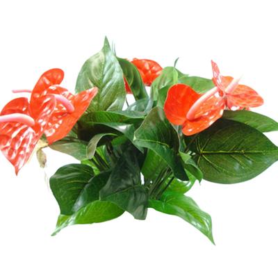 1 Stück 3 Köpfe 9 Blatt künstliche Anthurium Blumenpflanze Home Office Garten Dekor