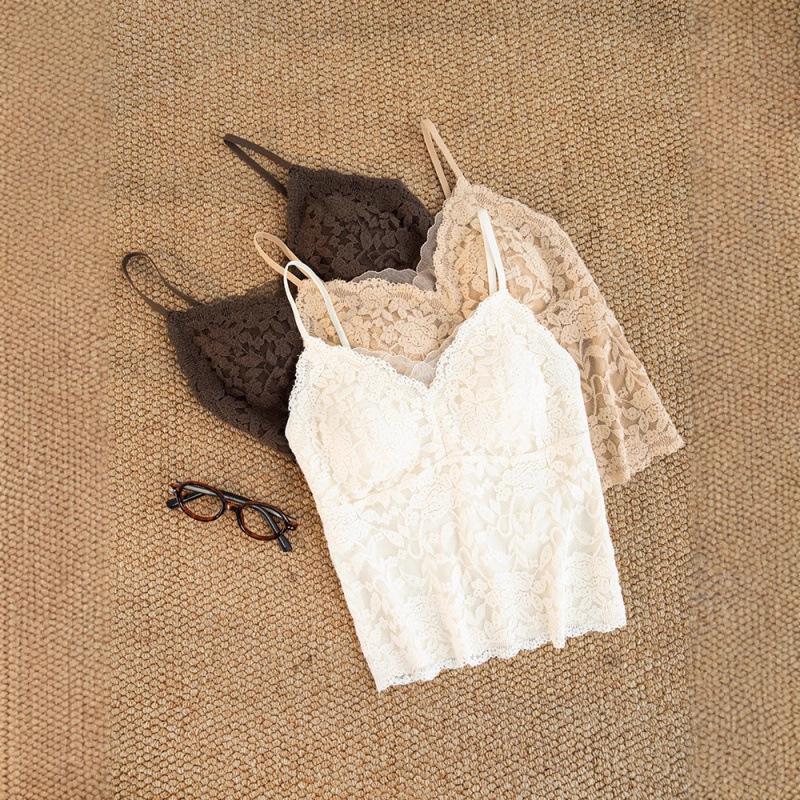 Women's Lace Camisole with Built-In Bra, Fleece-Lined, Sexy Slim-Fit for Autumn/Winter