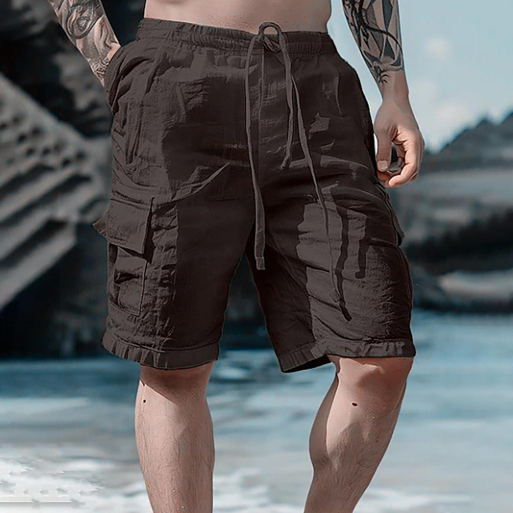 Men's Sports Cotton Casual Loose Shorts Casual Pajamas Pocket Jogging Shorts Pants