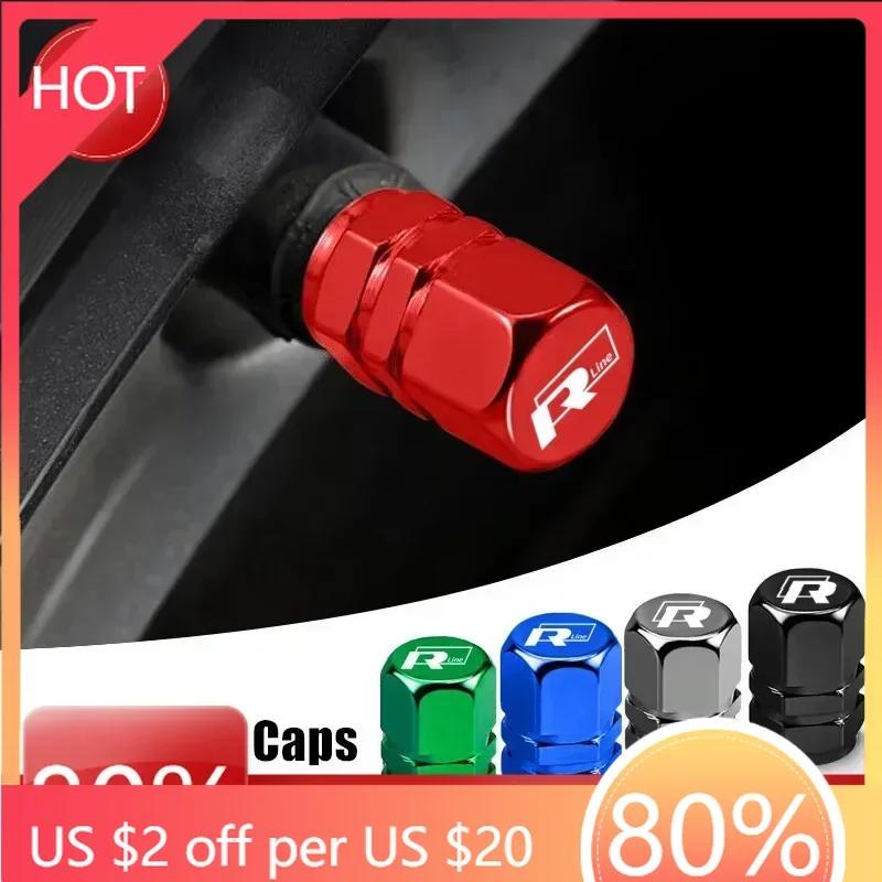 80% Heiß 4 Stück Aluminiumlegierung Auto Reifenventilabdeckungen Auto Zubehör Für Volkswagen Golf R Rline Tiguan Touareg Polo GTI CC Pas