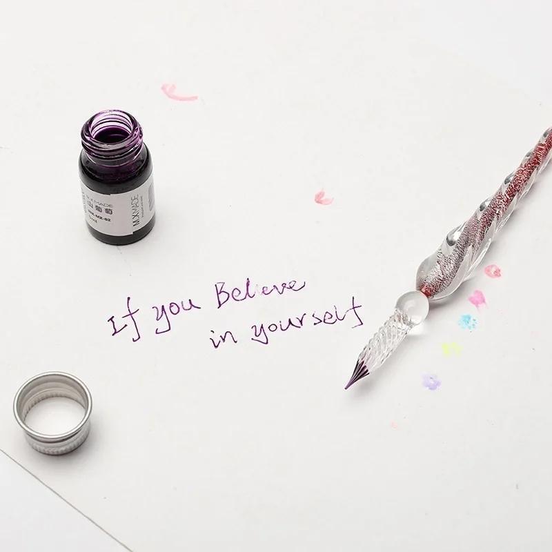 Colored Crystal Glass Dipping Pen Gift Box Gold Powder Colored Ink Signature Pen Friends Classmates Creative StationeryPens Gift