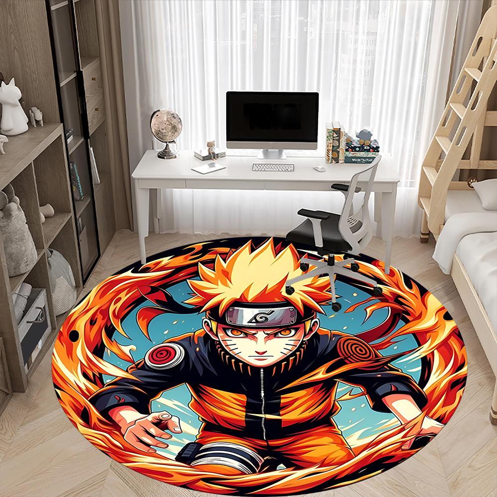 1pc Naruto Chair Carpet for Office Non-Slip, Soft & Comfortable, Carpet for Office, Gaming, Lightweight Round Floor Mat
