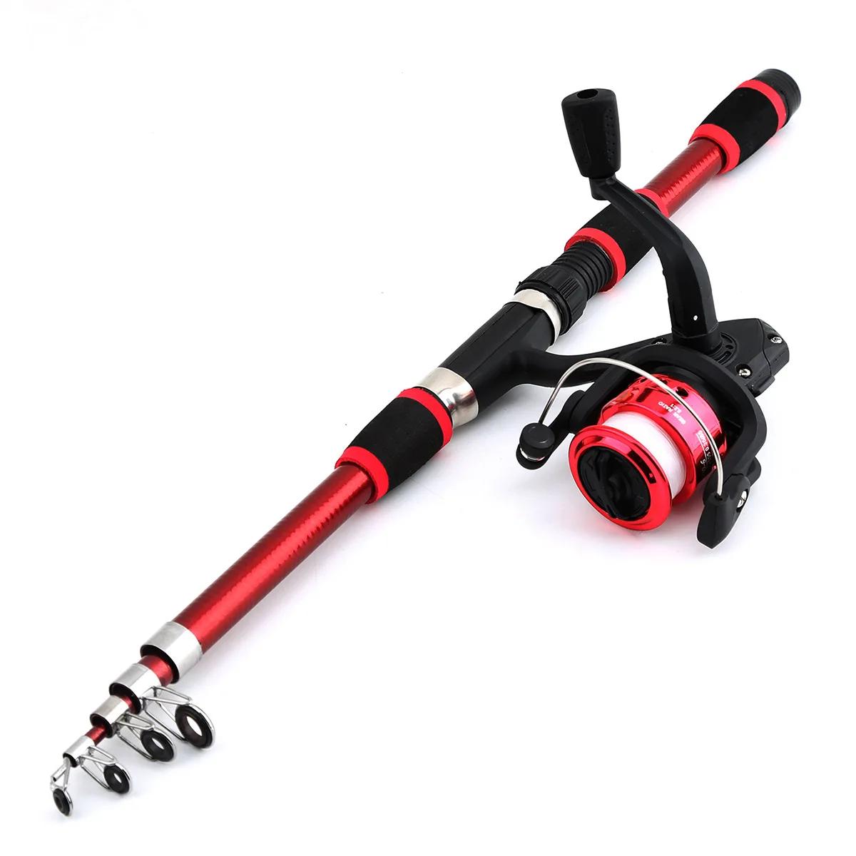 

Children s Fishing Rod with Telescopic Fishing Rod and Rotating Reel Bait Hook Travel Rod красный