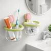 Punch-free Suction Cup Storage Basket Wall Mounted Toothbrush Holder Cosmetic Organizer  Kitchen