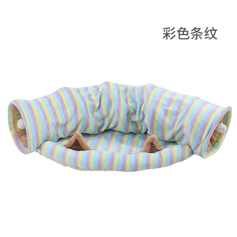 Interactive Cave Toy Multi Function Detachable Foldable Cat Banana Tunnel Bed with Cushion Mat for Pet