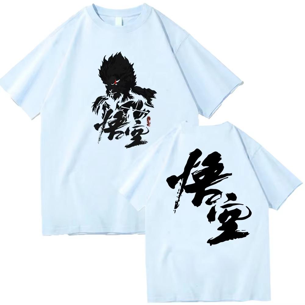 Black Myth Wukong Sun Wukong T-shirt O-Neck Short Sleeve Shirts Fans Gift