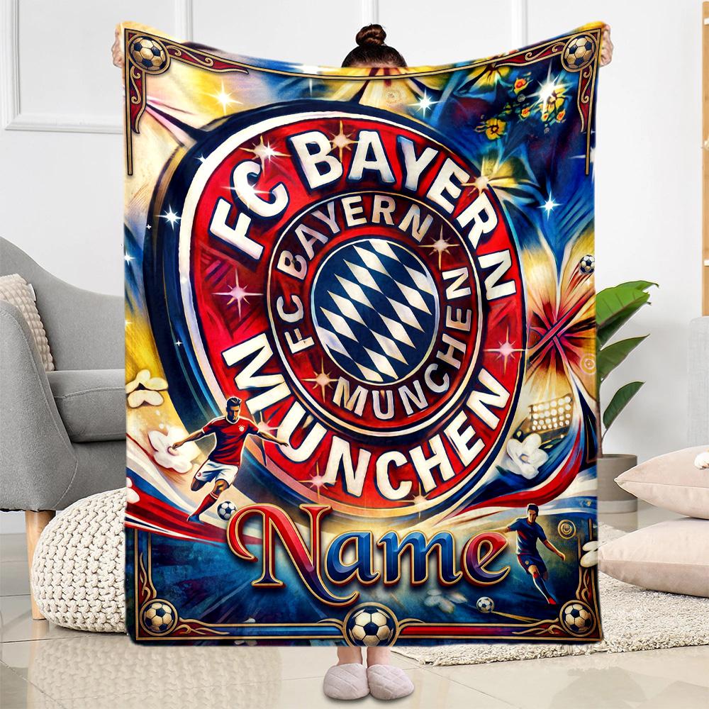 Bayern Munich Fan Gear Customize Your Name Blanket Throw Customizable Blanket Durable Comfort Perfect for Bedding Bed Picnics Livingroom