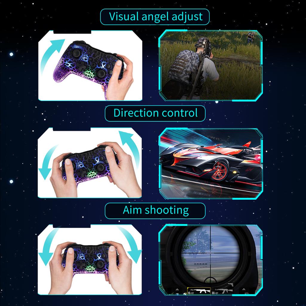 RGB Wireless Gamepad CRACK PROCESS for Nintendo Switch TV Box PS3 Joystick Controller Six Axis Gyroscope Dual Vibration