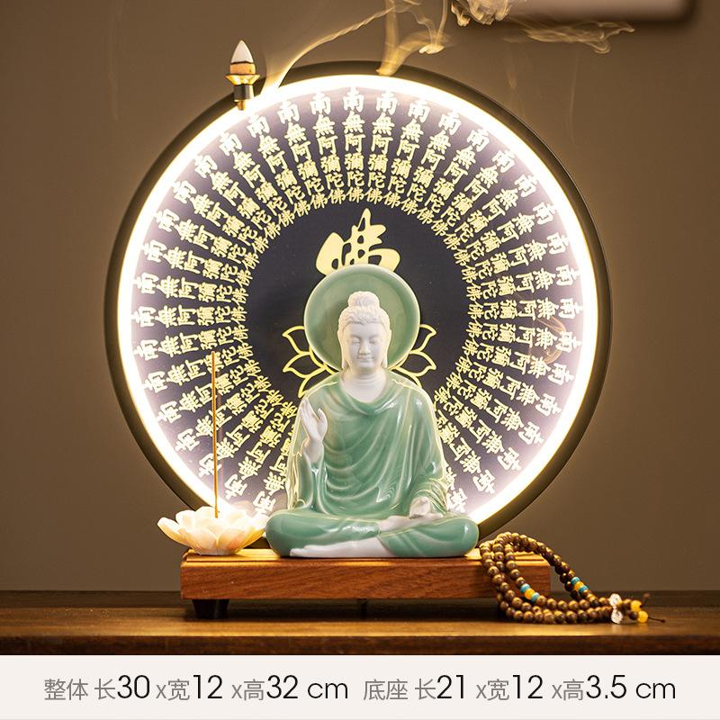 Buda Heykeli Tathagata Buda Figürü Sakyamuni Büyük Buda Heykeli Seramik Lamba Çemberi Tütsülük İçin Özelleştirilmiş Sundurma Ev Dekorasyonu